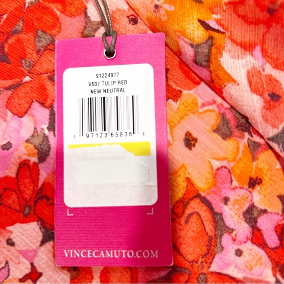 VINCE CAMUTO ORANGE FLORAL LONG SLEEVE DRESS WOMENS SZ MEDIUM NWT - Picture 5 of 6